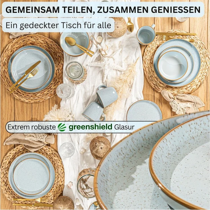 SÄNGER Tafelservice Rio Geschirrset (24-tlg), 6 Personen, Steingut, Handmade, Blau, Erweiterbar, VALUE COLLECTION – Bild 2