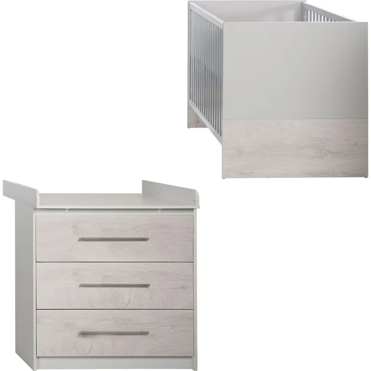 roba Kinderzimmerset 'Maren 2' 2-teilig - Bett 70 x 140 - Wickelkommode schmal - Lichtgrau