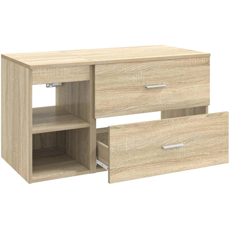 vidaXL Badezimmermöbel-Set zur Wandmontage 2 stk. Sonoma-Eiche 3403938 – Bild 4