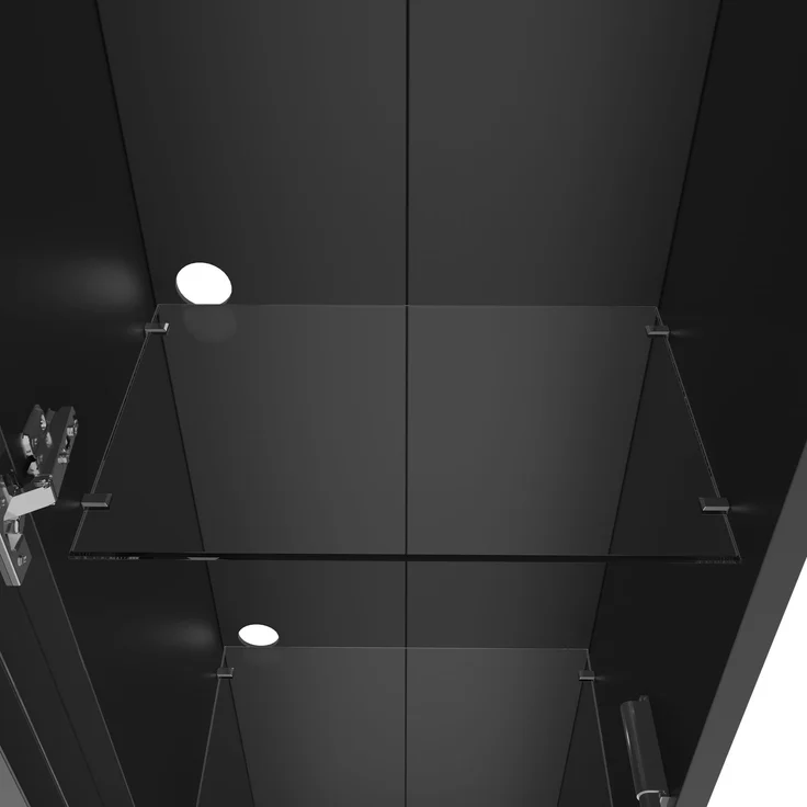 ZUBALIYA Vitrine, mit LED-Beleuchtung, mit App-Steuerung, mit Glasböden, wandmontierbar, H 170 × T 40 × B 29 cm, Schwarz, Spanplatte – Bild 17