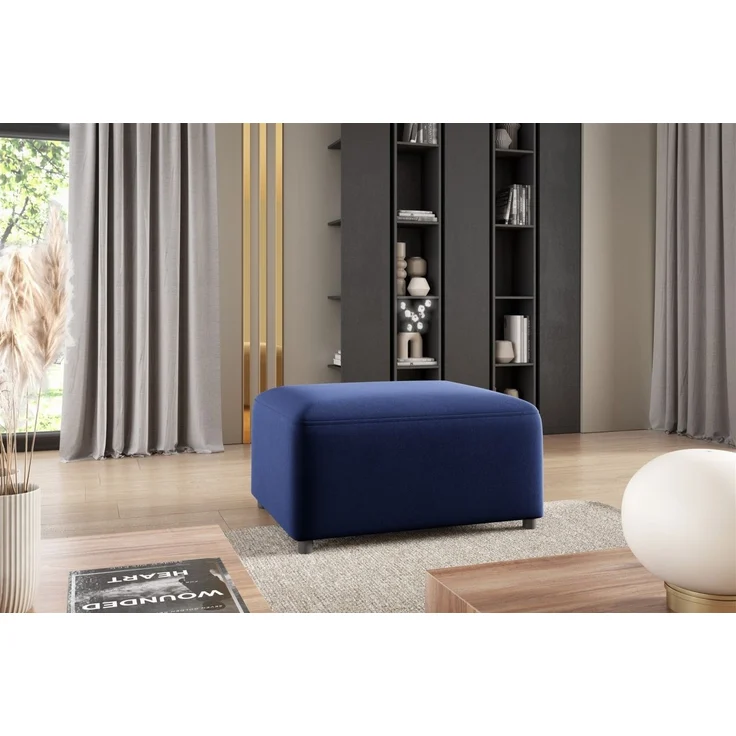 Polsterhocker Designerhocker Hocker MEGAN in Stoff Salvador Dunkelblau – Bild 1
