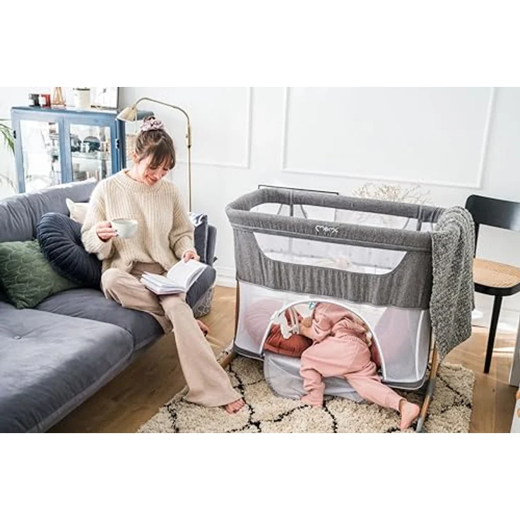Momi SMARTBED 4-in-1 Kinderbeistellbetten bis 15 kg, Beistellbett für Babys mit Matratze, Höhenverstellbar – Bild 13