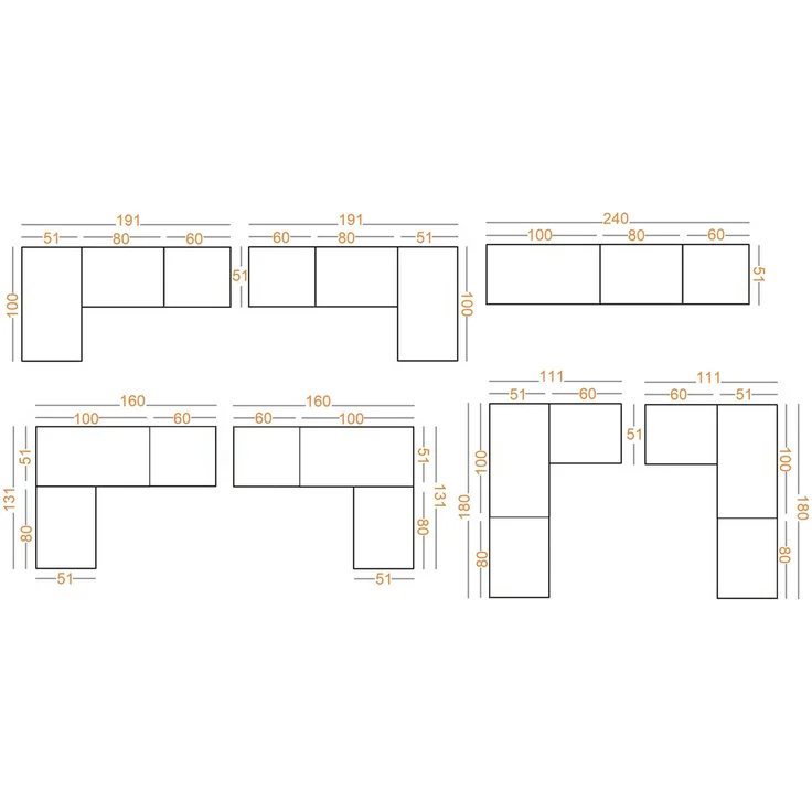 Marmex Möbel Tres Set-L/N (B) Eckkleiderschrank mit Schubladen ohne Türen, Einbauschrank über Eck mit Regalen und Kleiderstangen, laminierte Spanplatte, weiß 111/180x246x51 cm – Bild 8