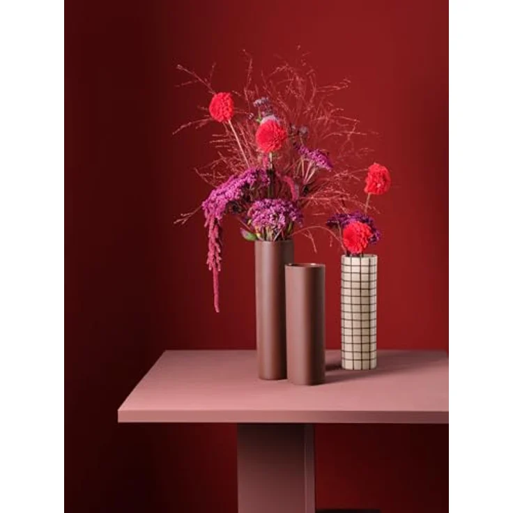 ASA Lines and Square Vase, bordeauxfarbene Steinzeugvase mit 30 cm Höhe – Bild 3