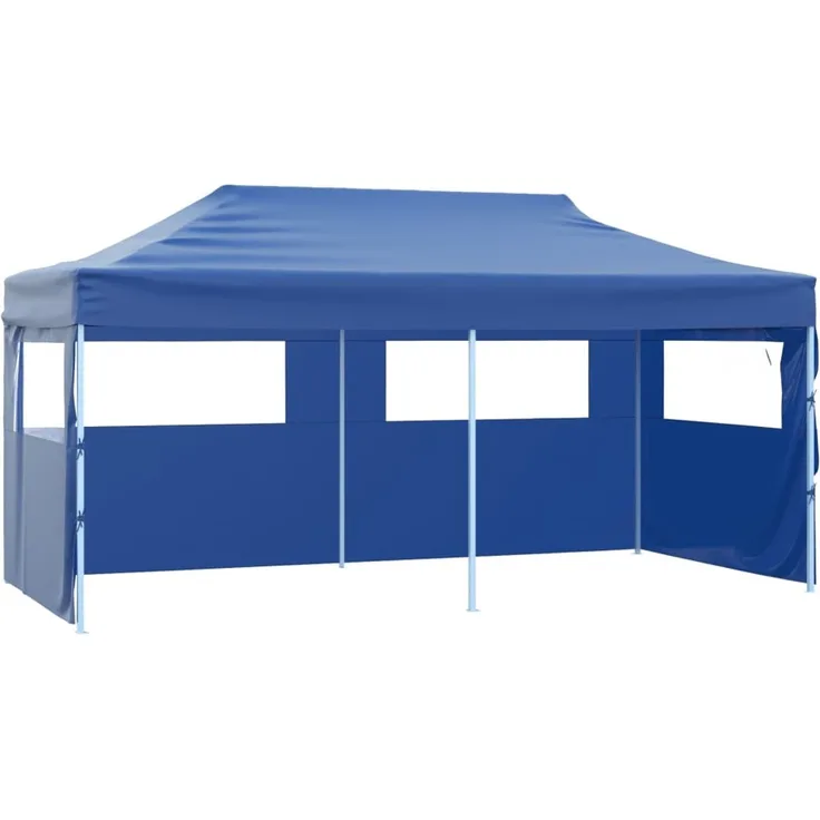 Profi-Partyzelt Faltbar, Gartenzelt mit 4 Seitenwänden 3x6m Stahl Blau