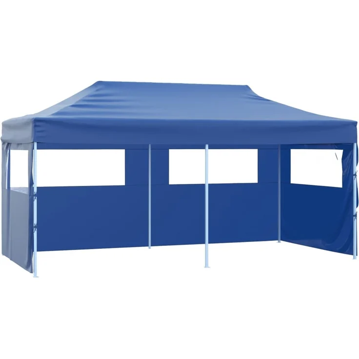Profi-Partyzelt Faltbar, Gartenzelt mit 4 Seitenwänden 3x6 m Stahl Blau – Bild 1
