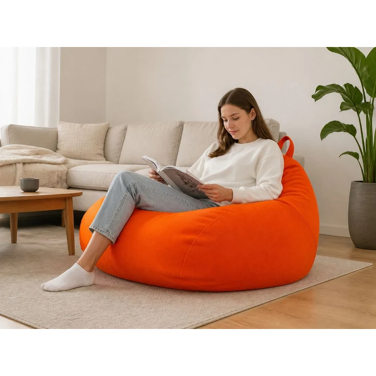Sitzsack-Hülle ohne Füllmaterial, Orange, 80 x 90 cm, Stoffbezug für Innen- und Außenbereich – Bild 2
