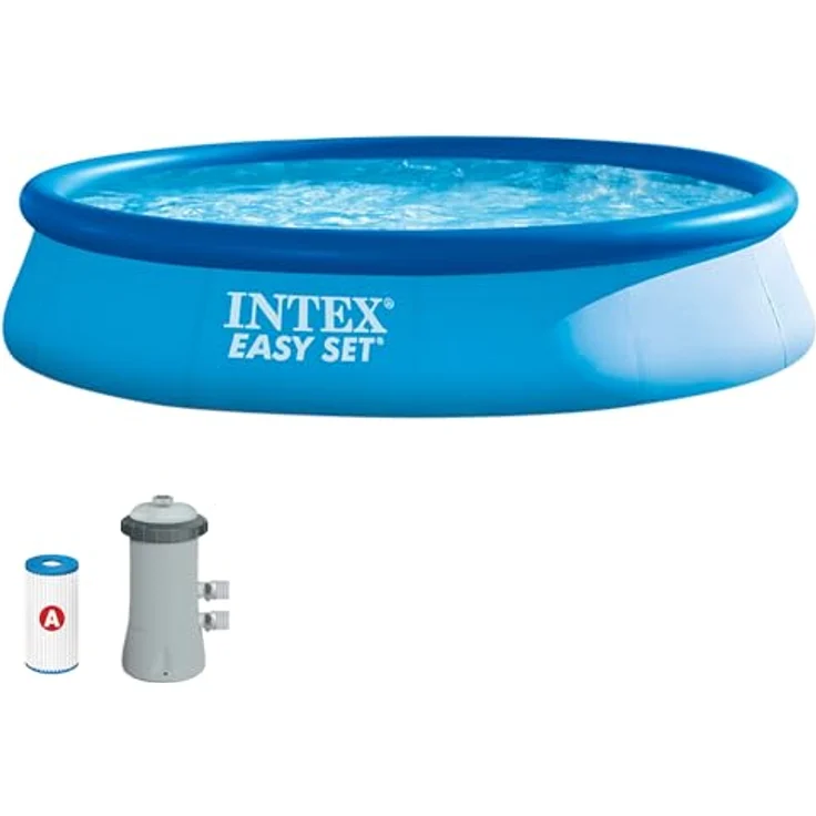 Intex 28142NP – Aufstellpool Easy Set Rund, Filterpumpe 2006 L/h, 7290 L, PVC, Blau, 396x84 cm – Bild 2