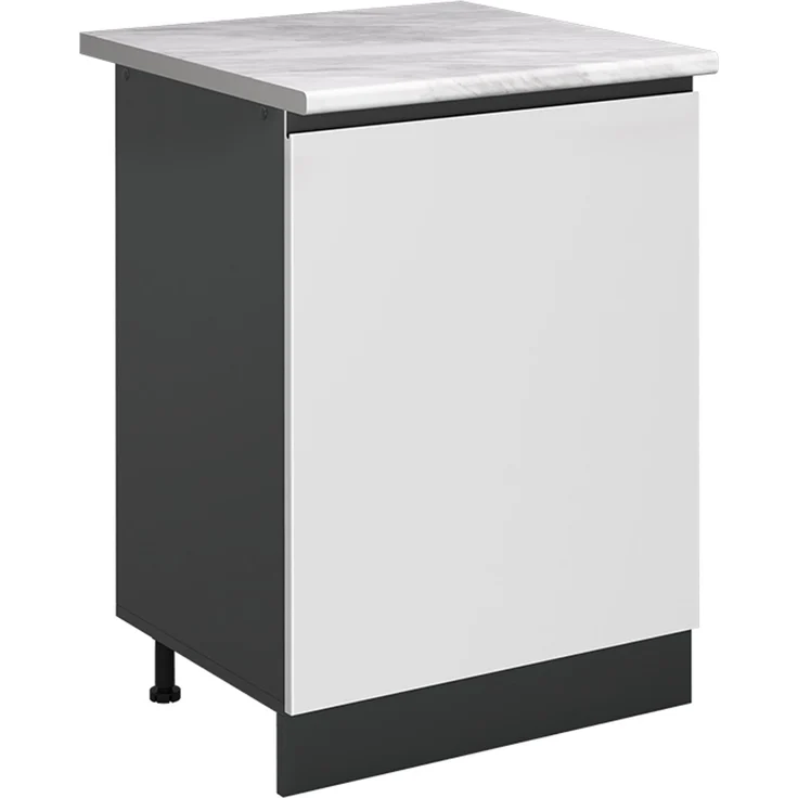 Küchenunterschrank R-Line Weiß/Anthrazit 60 cm mit 1 Tür Arbeitsplatte Marmor Vicco – Bild 1