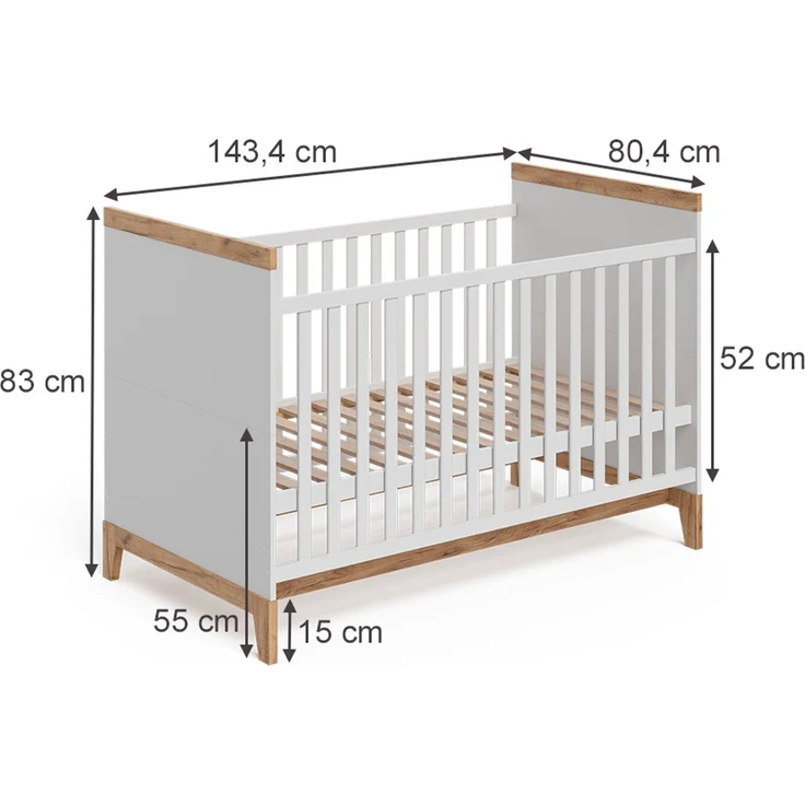 Babybett Malia Weiß 70x140 cm Vitalispa – Bild 2