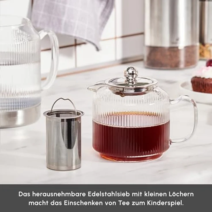 Karaca Teekanne Karaca Kelly Induktions-Glas-Teekannen-Set, 2.1L, Hitzebeständig – Bild 5