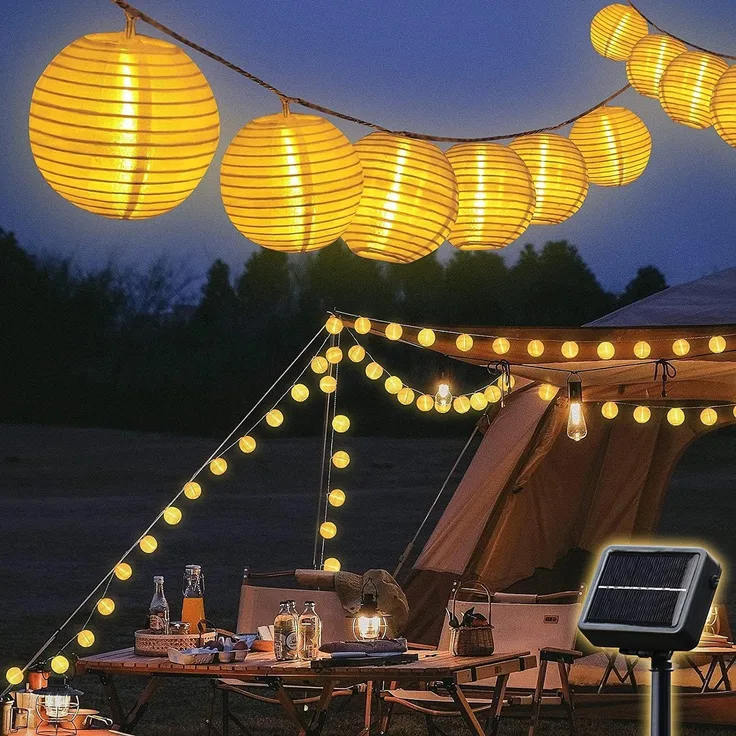 Salcar LED Solarleuchte Solar Lichterkette Lampion Außen Lichterkette Laternen Gartenleuchte, 5m 20 Lampions, IP44, Garten, Balkon, Hof Deko