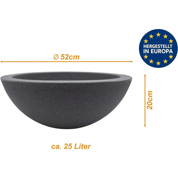 mucHome Pflanzschale Anthrazit Ø 52cm Höhe ca. 20 cm Pflanzkübel Pflanztopf – Bild 3