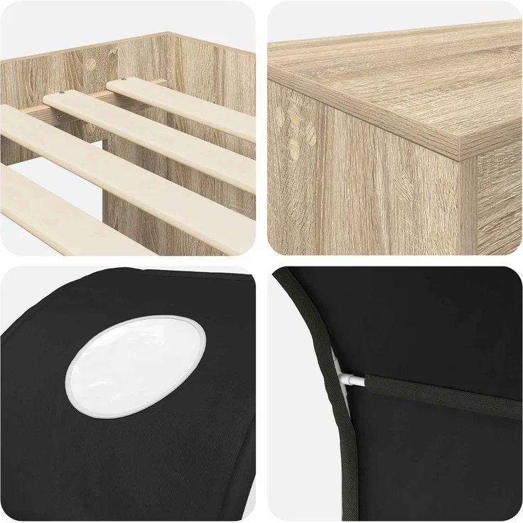 vidaXL Bett mit Tunnel 3 Stk. Artisian Eiche und Schwarz Holzwerkstoff 3423520 – Bild 9