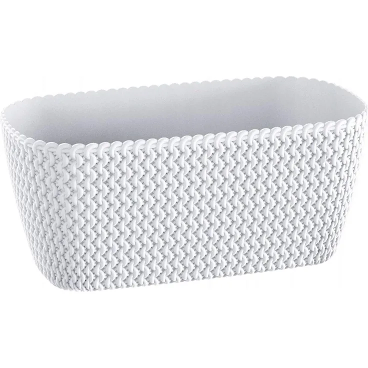 Rechteckiger Topf 7,4L Prosperplast Splofy aus weißem Kunststoff, 39,7 (Länge) x 18 (Breite) x 14,5 (Höhe) cm