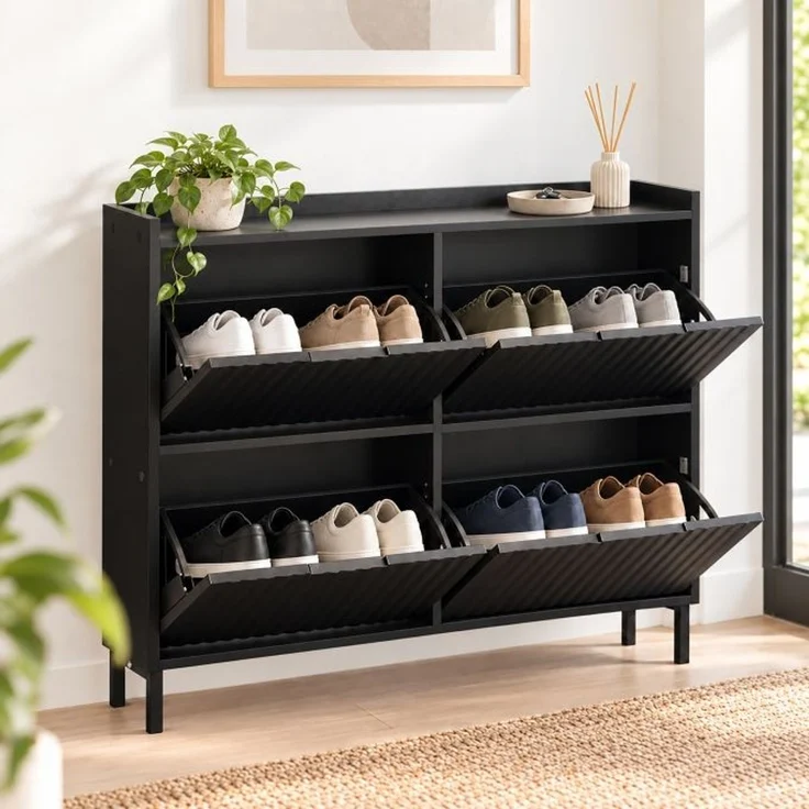 Relaxdays Schuhkipper geriffelt mit 4 Fächern – Bild 5