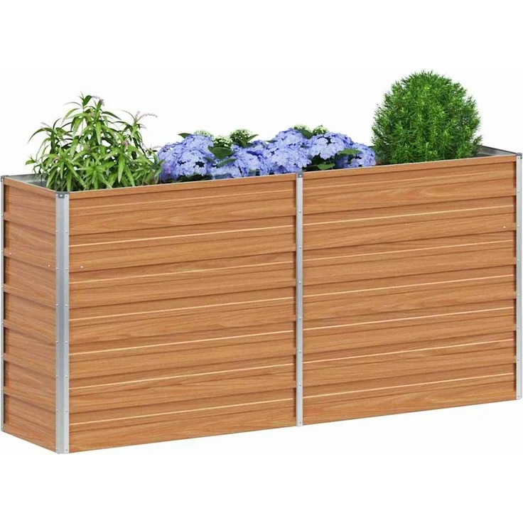 vidaXL Hochbeet Hellbraun 160 x 40 x 77 cm Verzinkter Stahl 42017328 – Bild 2
