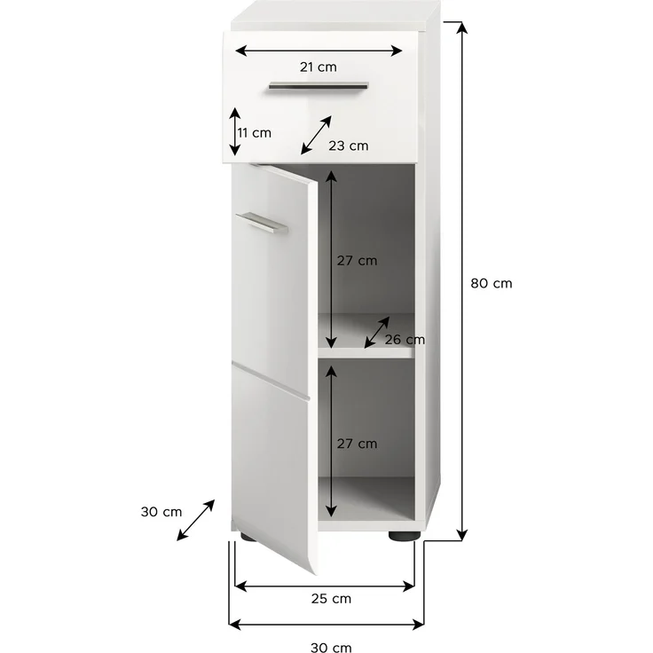 Badschrank Ice - Weiß / Weiß Hochglanz – Bild 4