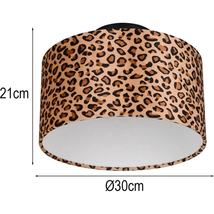 LED Deckenleuchte mit Stoffschirm Leopardenmuster, Ø 30cm – Bild 4