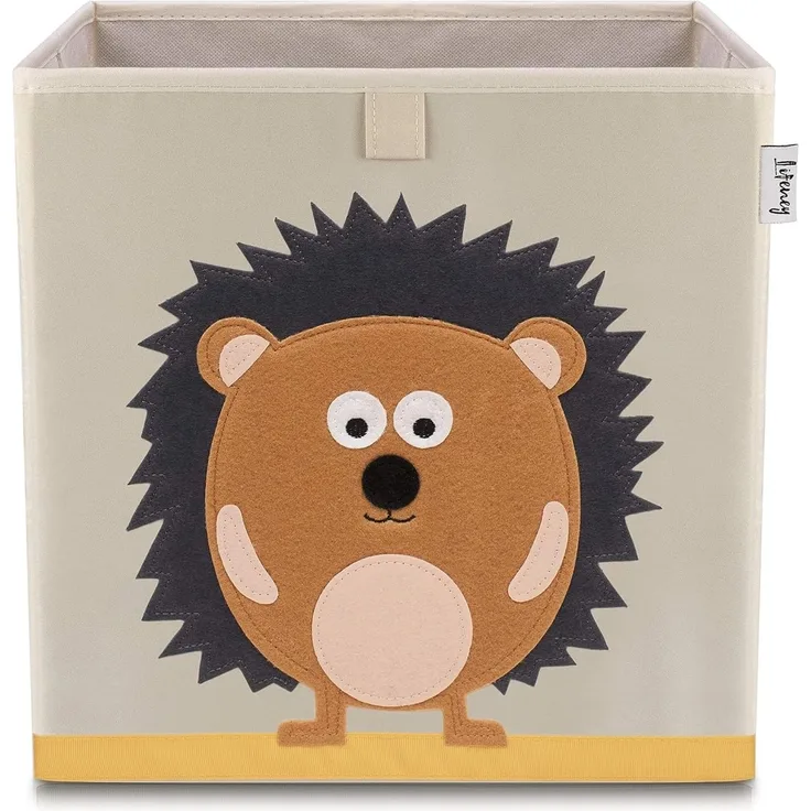 LIFENEY Kinder Aufbewahrungsbox I praktische Aufbewahrungsbox für jedes Kinderzimmer I Kinder Spielkiste I Niedliche Spielzeugbox I Korb zur Aufbewahrung von Kinder Spielsachen (Igel hell)
