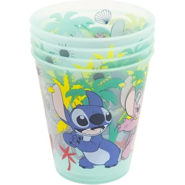 Disney Lilo & Stitch Kinder Becher Set 4 teilig 285 ml aus Polypropylen