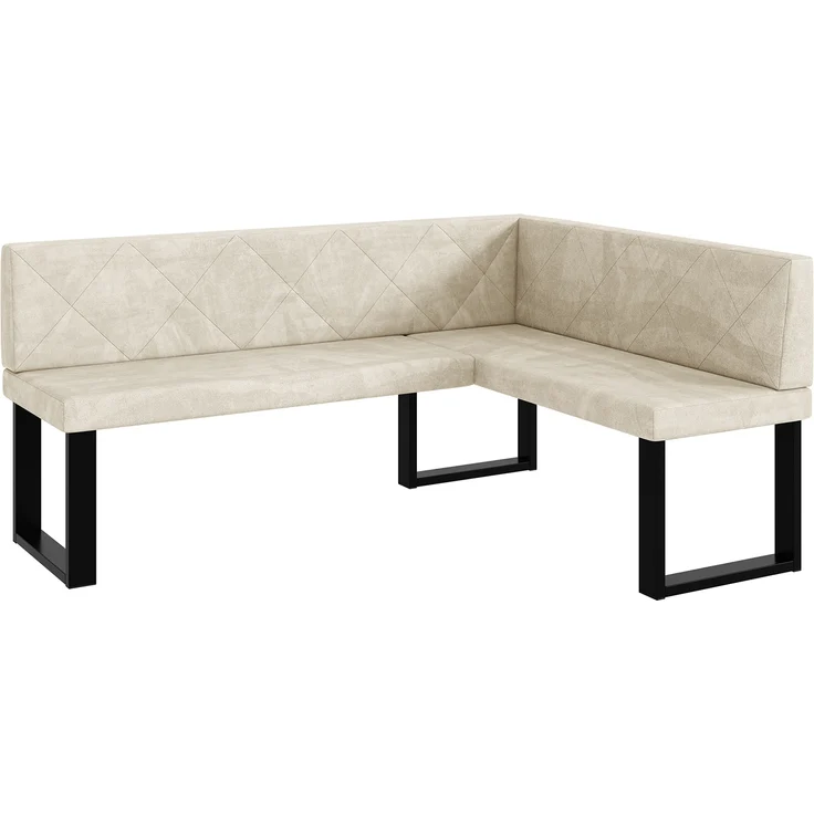 MEBLINI Eckbank für Esszimmer - Küchenbank - Essecke - Sitzecke Küche - ERIC - U-Beine 128x168x87cm Rechts - Creme Samt – Bild 1