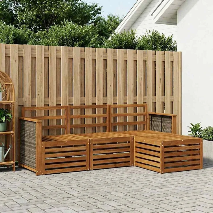 vidaXL Outdoor-Sofagarnitur 4 stk. 4-Sitzer Natur Massivholz Akazie 3384195 – Bild 1