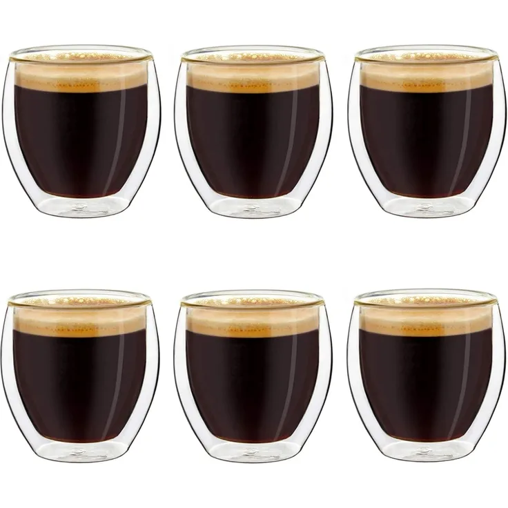 Creano Teeglas Doppelwandige Espresso-Gläser, Borosilikatglas, 6 Gläser