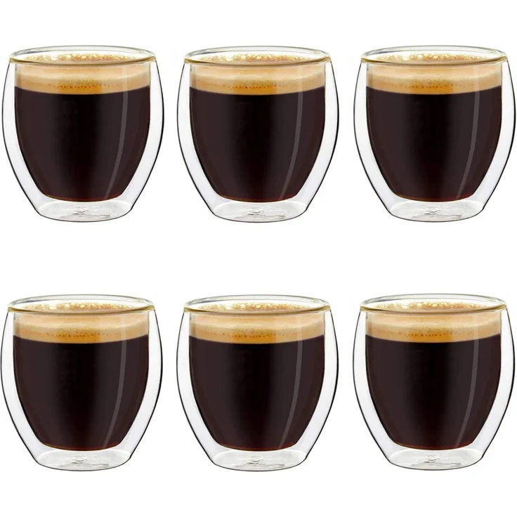 Creano Teeglas Doppelwandige Espresso-Gläser, Borosilikatglas, 6 Gläser – Bild 1
