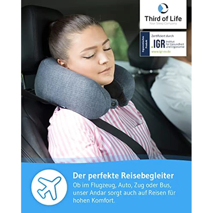 Nackenhörnchen ANDAR QuickDry aus Visco Schaum, ergonomisches Reisekissen, leicht zu transportieren – Bild 8