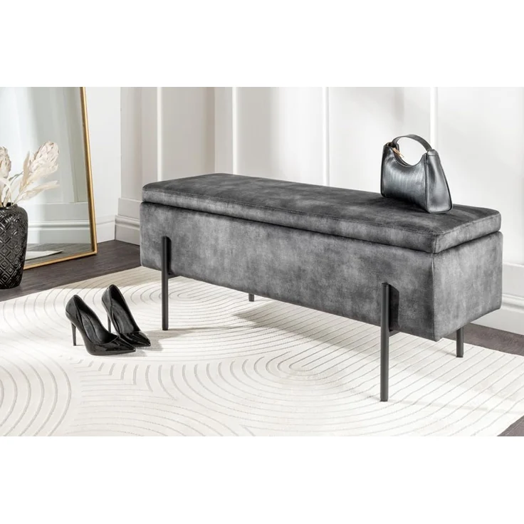 riess-ambiente Sitzbank LOFT 100cm grau (Einzelartikel, 1-St), Wohnzimmer · Samt · Metall · mit Stauraum · Flur · Schlafzimmer – Bild 2