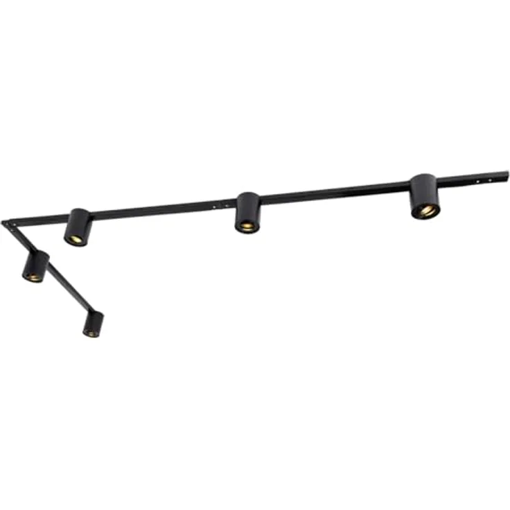 Qazqa Rondoo Up Schienensystem Lampen Komplettset, 5-flammig, dimmbar, Schwarz, 285.5cm, ideal für Flur, Küche, Schlafzimmer