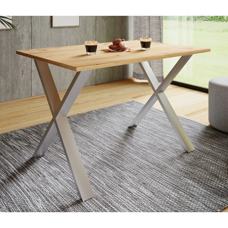 VCM Esstisch Xona 919687 Silber / Honig-Eiche H. 76 x B. 110 x T. 80 cm – Bild 2