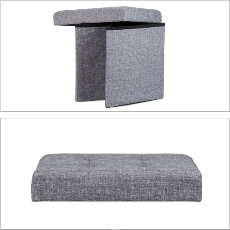 Faltbarer Sitzhocker mit Stauraum Leinen – Bild 9