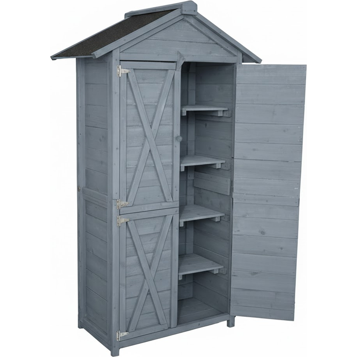 Werkzeugschrank aus Holz, ca. 88 x 45,5 x 168 cm, grau – Bild 5