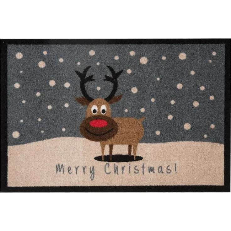 HANSE Home Fußmatte Christmas Reindeer, Türmatte, rechteckig, Höhe: 7 mm, In- & Outdoor, Rutschfest, Weihnachten, Waschbar, Wetterfest, Flur