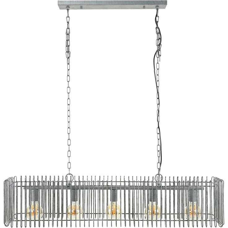 KAWOLA Hängeleuchte LORCA Hängelampe 5-flammig Metall silber 150 x 25 x 120 cm – Bild 3