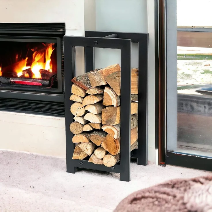 DanDiBo Kaminholzregal Innen Metall Schwarz Stehend Kaminholzständer 96467 Kaminholzhalter Brennholzregal Feuerholzregal – Bild 5