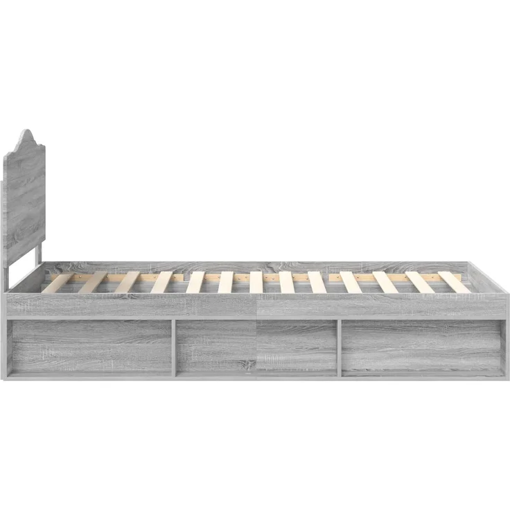 vidaXL Bettrahmen Graues Sonoma 90 x 200 cm Massives Kiefernholz 3413358 – Bild 7