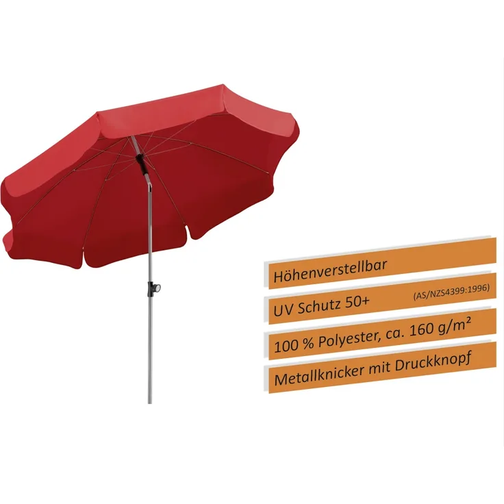 Sonnenschirm Locarno 200/8 rund, Ø ca. 200 cm rot