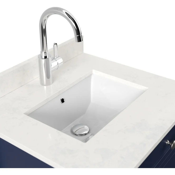 Landhaus Badmöbel Postigo 60 Quarz Carrara montiert blau lackiert : Blau lackiert – Bild 2