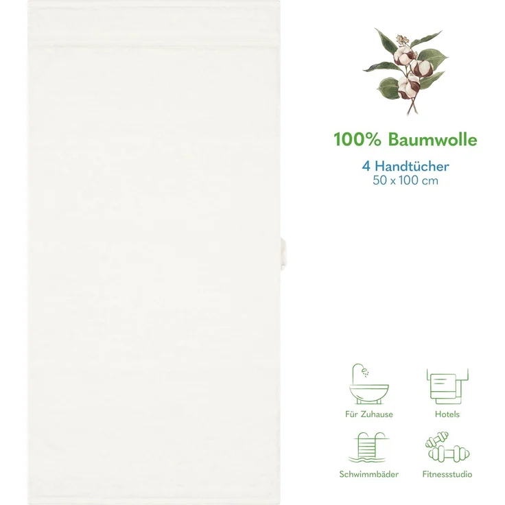 HAMMETEX Handtuch Set 4er Set Handtücher 50x100 cm, 100% Baumwolle, Weich & Saugstark, Frottier (Set, 4-St), mit Bordüre, einfarbig, weich – Bild 5