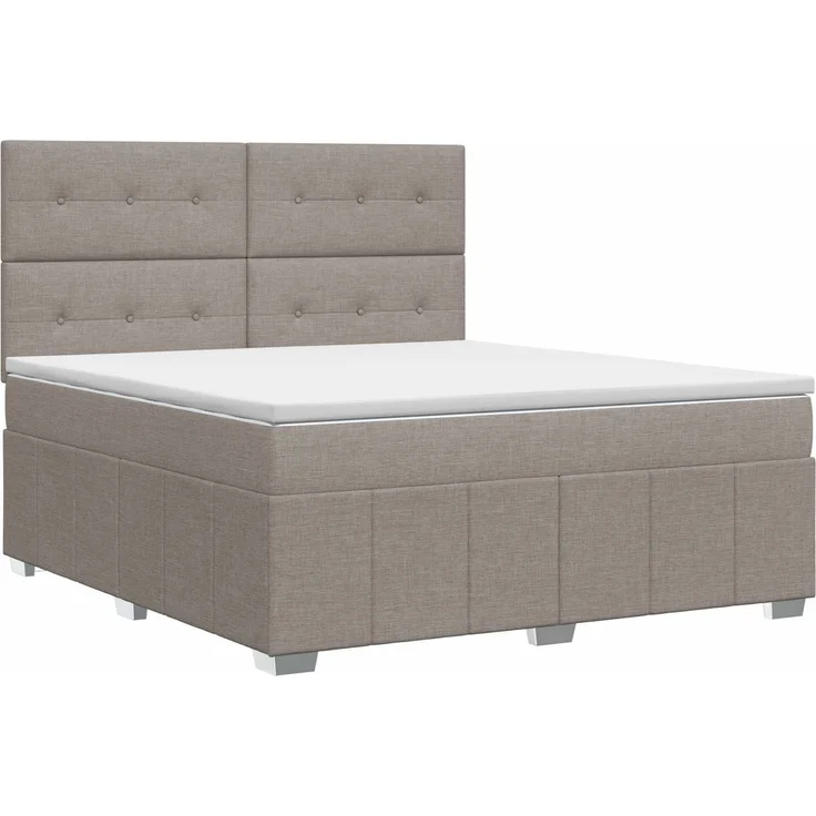 vidaXL Boxspringbett mit Matratze Taupe 180 x 200 cm Stoff 3454201 – Bild 2