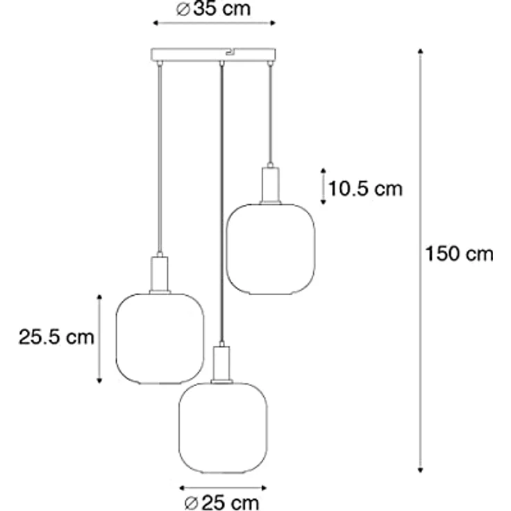 Qazqa Zuzanna Smarte Hängelampe, 3-flammig, dimmbar, schwarz mit Rauchglas, E27, geeignet für Wohnzimmer und Schlafzimmer – Bild 4