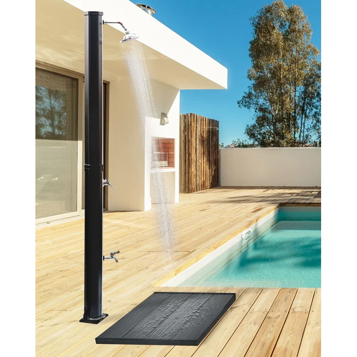 Freistehende solarbetriebene Gartendusche TUXPAM Schwarz – Bild 3