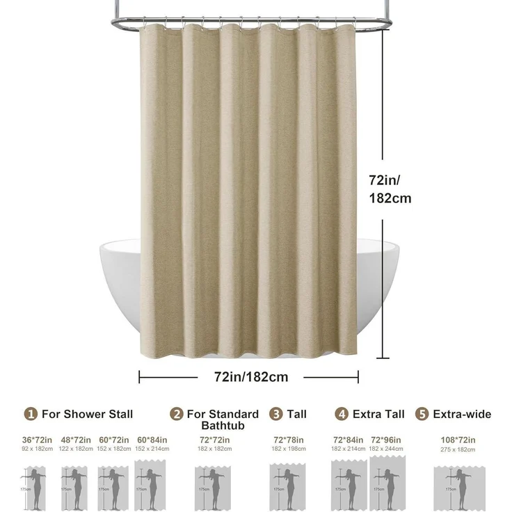 Duschvorhang Leinen mit Metall Duschvorhangringe Stoff Textil Wasserdicht - 182 – Bild 6
