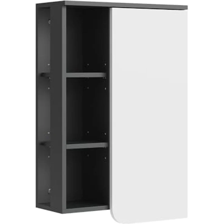 Badschrank Karen Anthrazit/Weiß 50 x 75 cm mit Tür und offenen Fächern Vicco – Bild 1