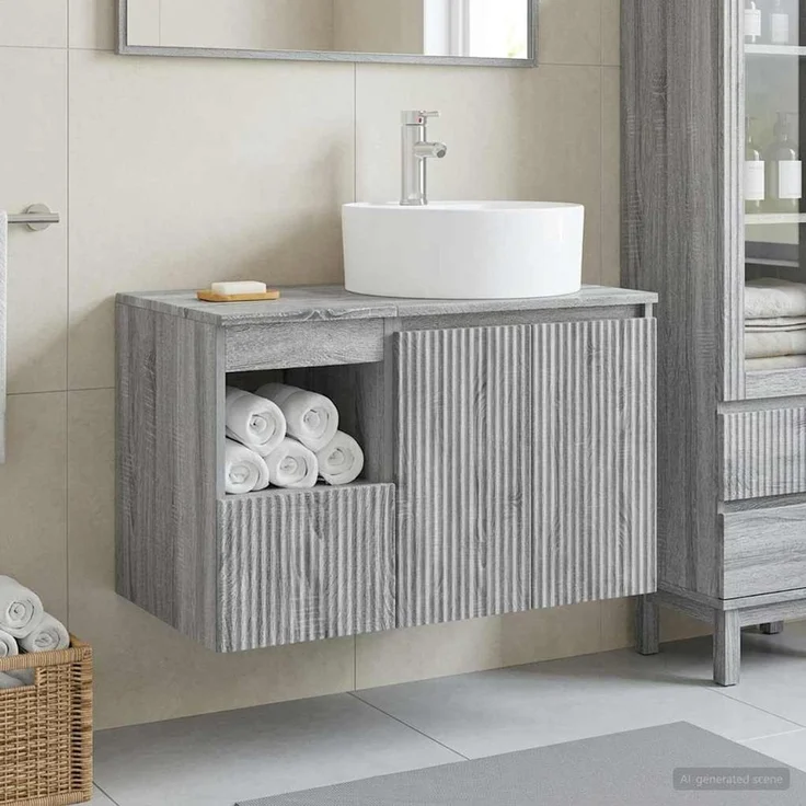 vidaXL Badezimmerschrank-Set 2 stk. Grau Sonoma 79,5 x 44,5 x 82 cm 3404080 – Bild 1