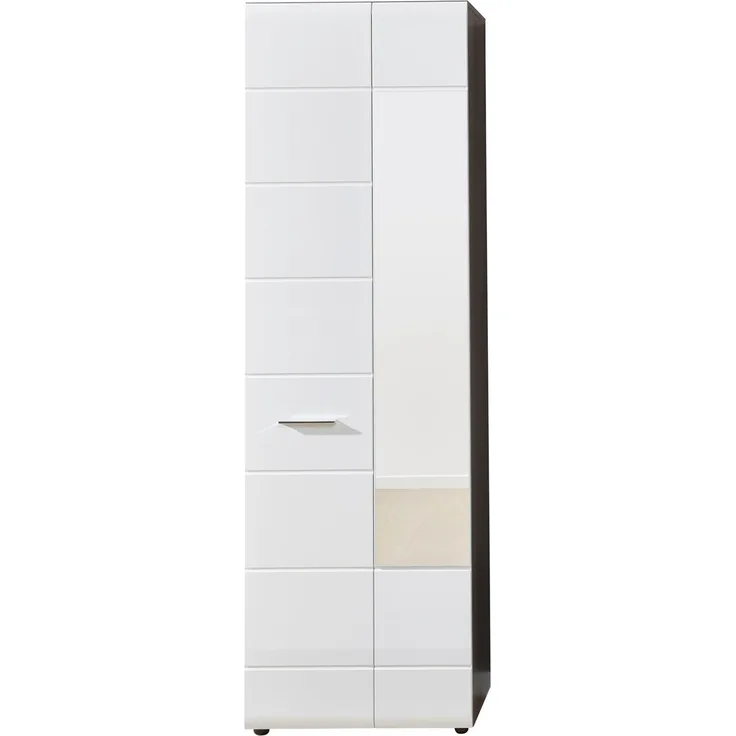 Garderobenschrank Line Hochglanz weiß Sardegna grau 60 x 191 cm
