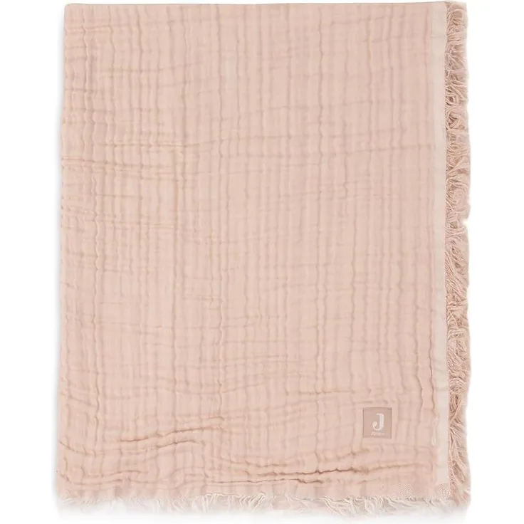 Jollein Decke Kinderbett Fringe Moonstone/Ivory - 120x120 cm - 100% Bio Baumwolle - Fürs Kinderbett - Musselindecke - 0. 5 TOG - GOTS Zertifiziert - Elfenbeinfarben/Gelb